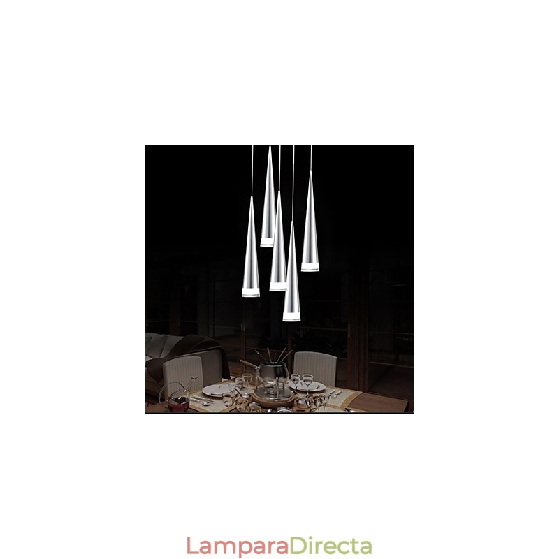 Lámpara colgante moderna contemporánea de metal cromado