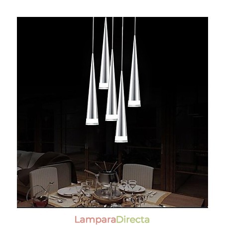 Lámpara colgante moderna contemporánea de metal cromado Lámpara colgante moderna contemporánea de metal cromado
