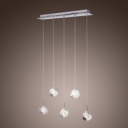 Lámpara colgante moderna contemporánea de cristal de isla en cromo