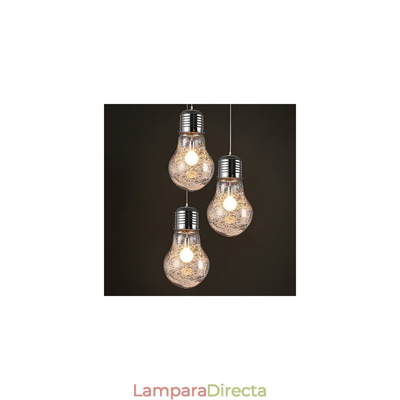 Ideas sencillas con una lámpara colgante de cristal con bombilla grande