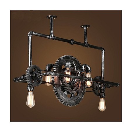 Lámpara colgante industrial de tubo de hierro con mecanismo de viento Lámpara colgante industrial de tubo de hierro con mecanismo de viento
