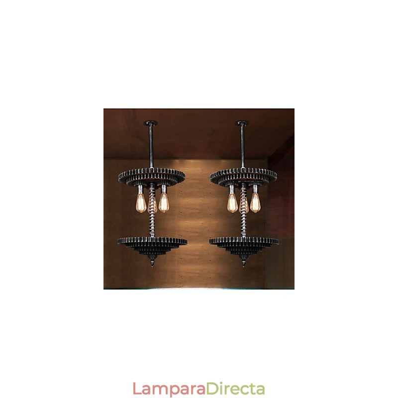 Lámpara de araña de hierro vintage con mecanismo mecánico creativo