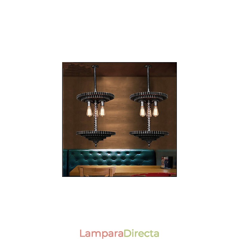 Lámpara de araña de hierro vintage con mecanismo mecánico creativo