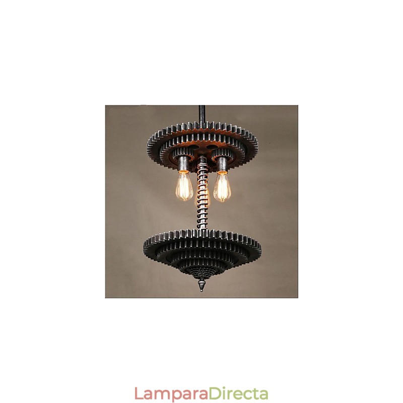 Lámpara de araña de hierro vintage con mecanismo mecánico creativo
