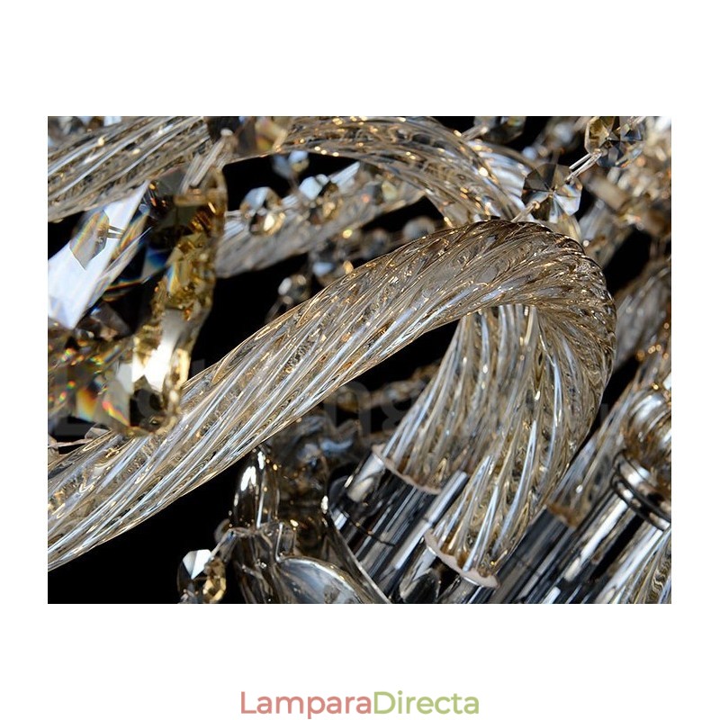 Lámpara de araña moderna de cristal K9 color coñac retro con 8 luces