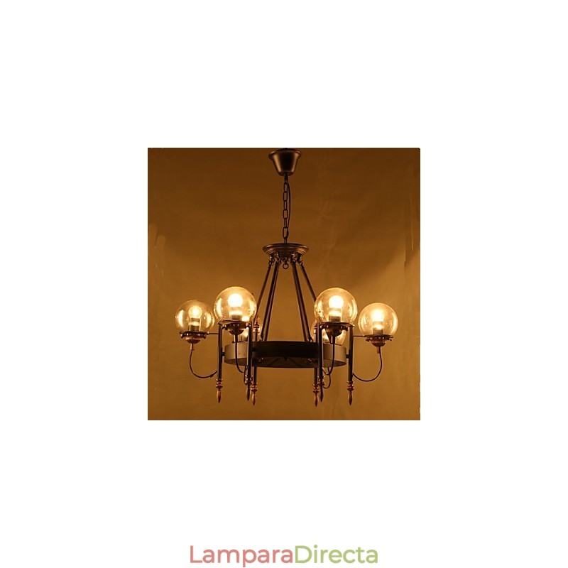 Lámpara de araña redonda de cristal artístico con forma de tallo de frijol