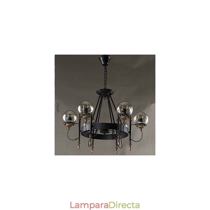 Lámpara de araña redonda de cristal artístico con forma de tallo de frijol