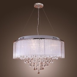 Lámpara colgante de cristal electrochapado con forma de tambor moderna y contemporánea