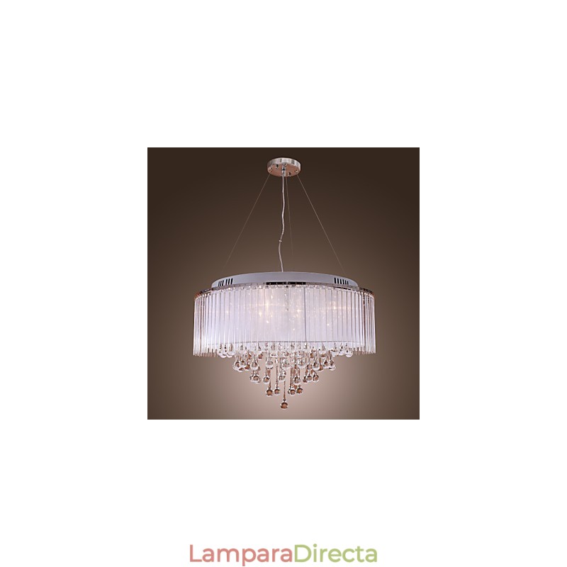 Lámpara colgante de cristal electrochapado con forma de tambor moderna y contemporánea