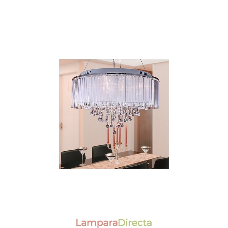 Lámpara colgante de cristal electrochapado con forma de tambor moderna y contemporánea