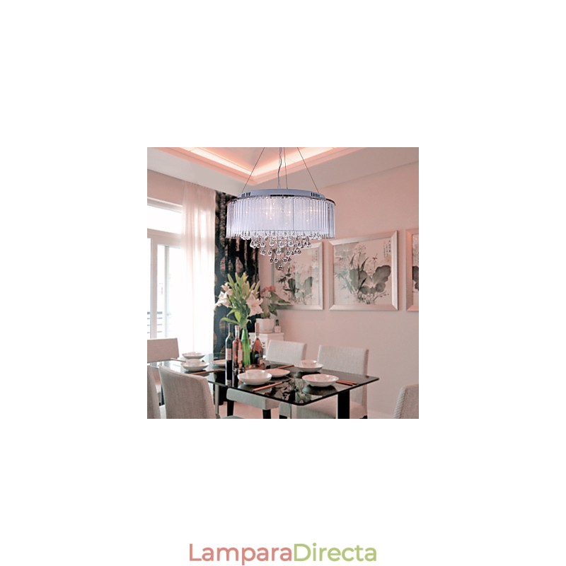 Lámpara colgante de cristal electrochapado con forma de tambor moderna y contemporánea