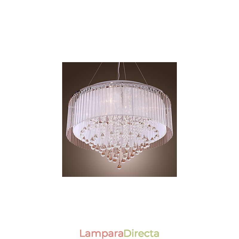 Lámpara colgante de cristal electrochapado con forma de tambor moderna y contemporánea