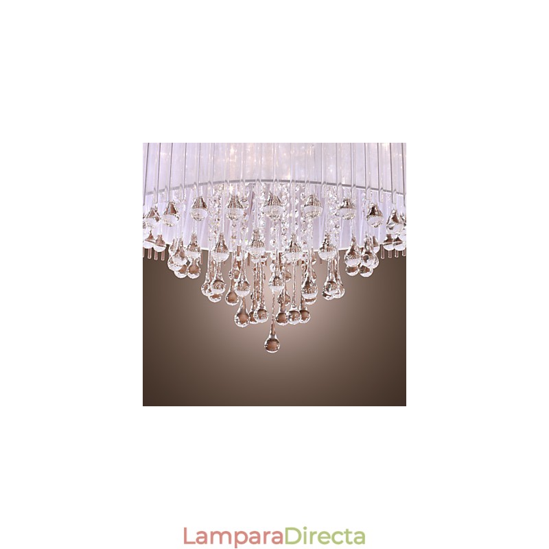 Lámpara colgante de cristal electrochapado con forma de tambor moderna y contemporánea