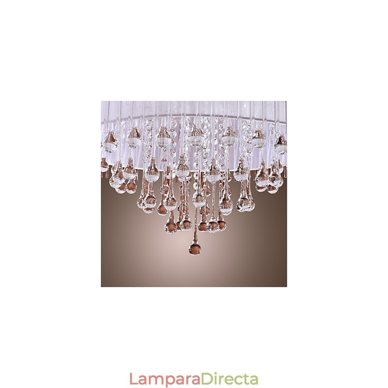 Lámpara colgante de cristal electrochapado con forma de tambor moderna y contemporánea