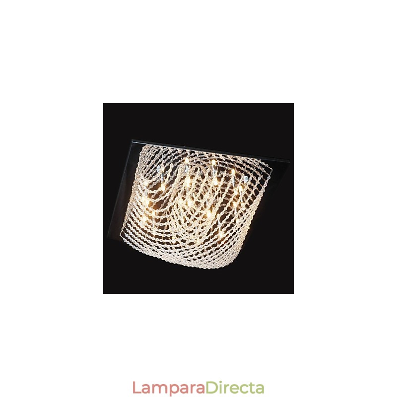Lámpara de araña clásica tradicional de metal cromado y cristal