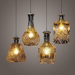 Lámpara de cristal de 4 luces con pantalla minimalista y luces de botella