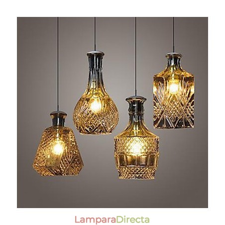 Lámpara de cristal de 4 luces con pantalla minimalista y luces de botella Lámpara de cristal de 4 luces con pantalla minimalista y luces de botella