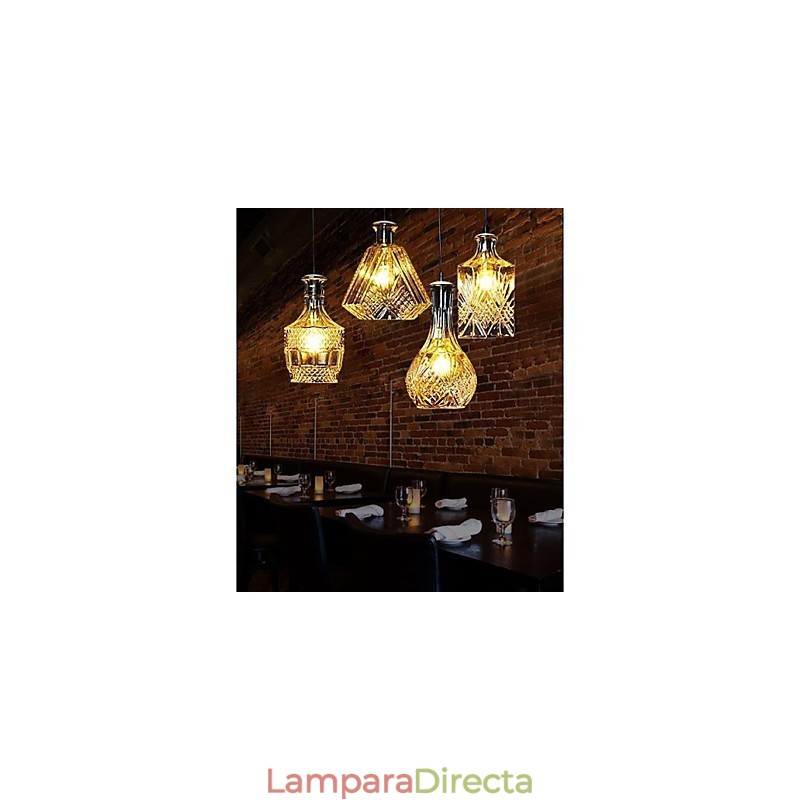 Lámpara de cristal de 4 luces con pantalla minimalista y luces de botella