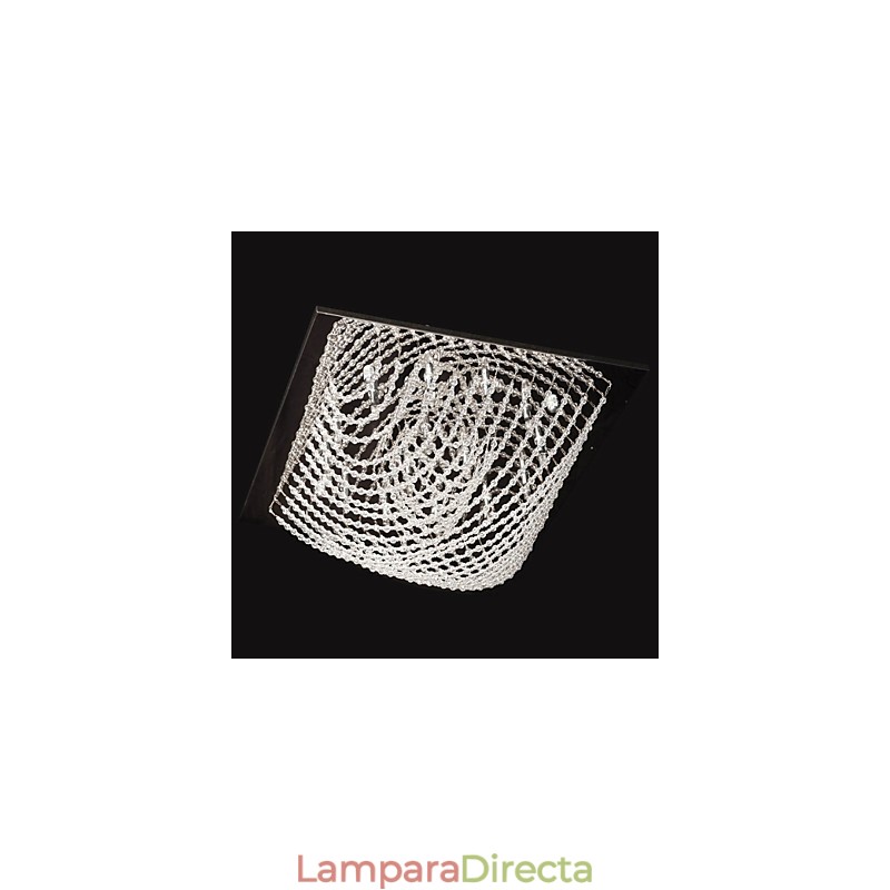 Lámpara de araña clásica tradicional de metal cromado y cristal