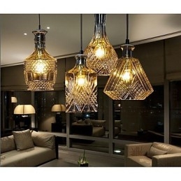 Lámpara de cristal de 4 luces con pantalla minimalista y luces de botella