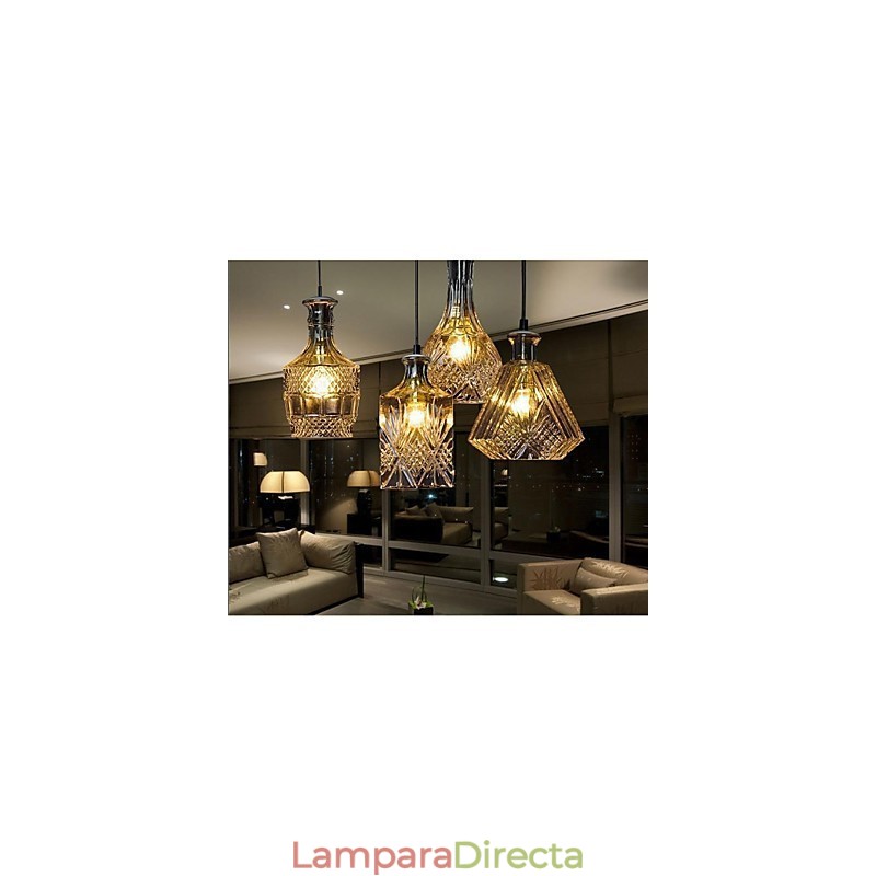Lámpara de cristal de 4 luces con pantalla minimalista y luces de botella