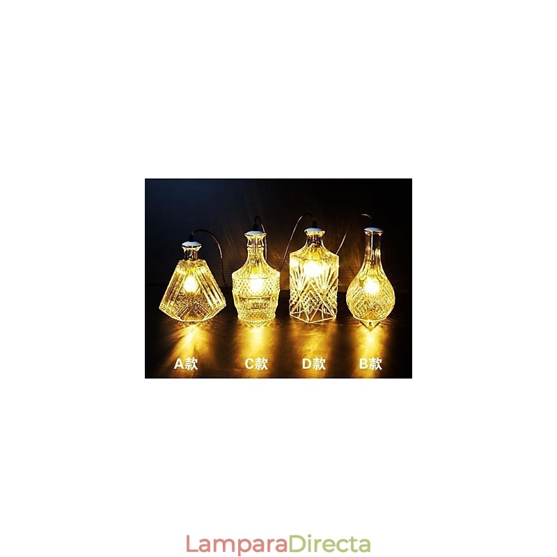 Lámpara de cristal de 4 luces con pantalla minimalista y luces de botella