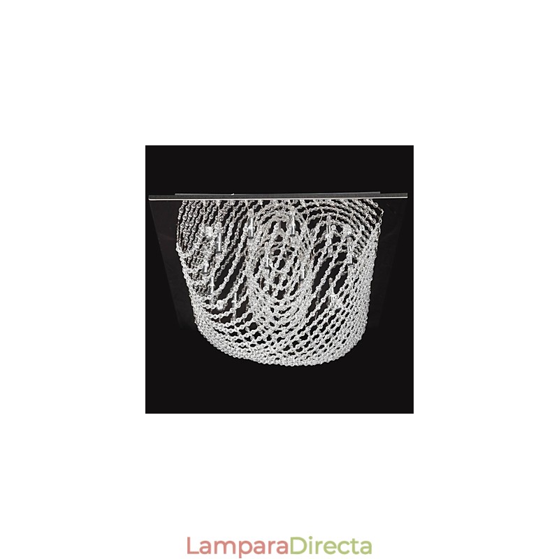Lámpara de araña clásica tradicional de metal cromado y cristal