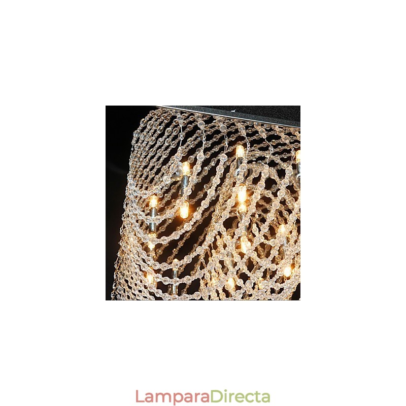 Lámpara de araña clásica tradicional de metal cromado y cristal
