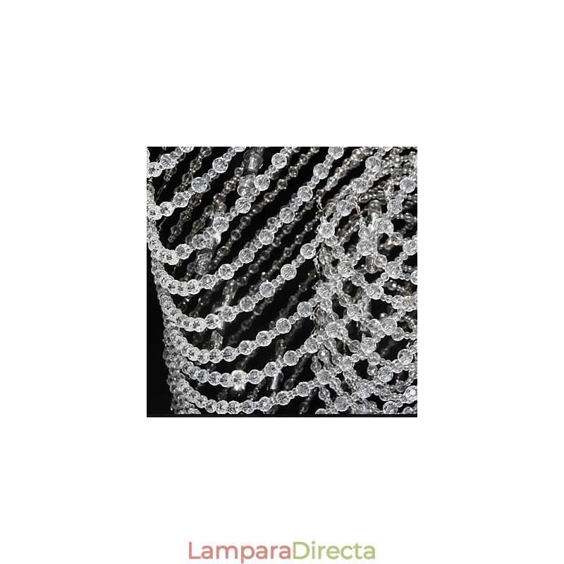 Lámpara de araña clásica tradicional de metal cromado y cristal