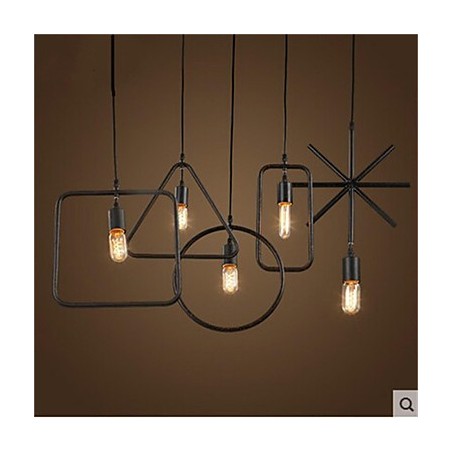 Lámpara de araña individual de hierro con forma de cinco cabezas, estilo retro americano Lámpara de araña individual de hierro con forma de cinco cabezas, estilo retro americano