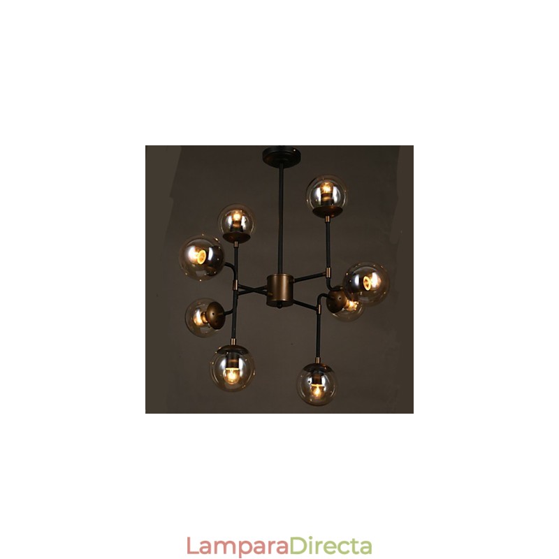 Lámpara de araña redonda de cristal artístico con forma de tallo de frijol