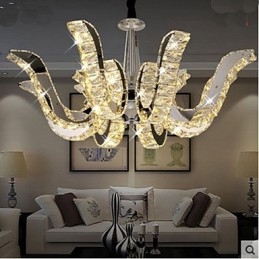 Lámpara de cristal moderna de lujo con forma de vela y colgante de cristal