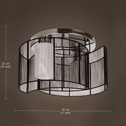 Lámpara de techo de diseño moderno, 2 luces, color negro