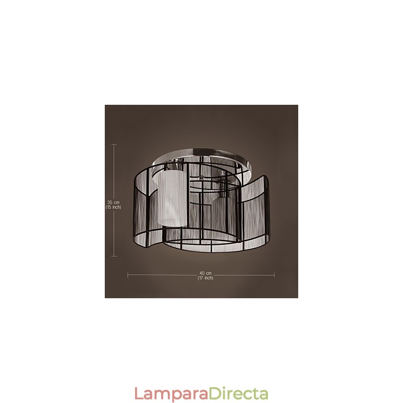 Lámpara de techo de diseño moderno, 2 luces, color negro