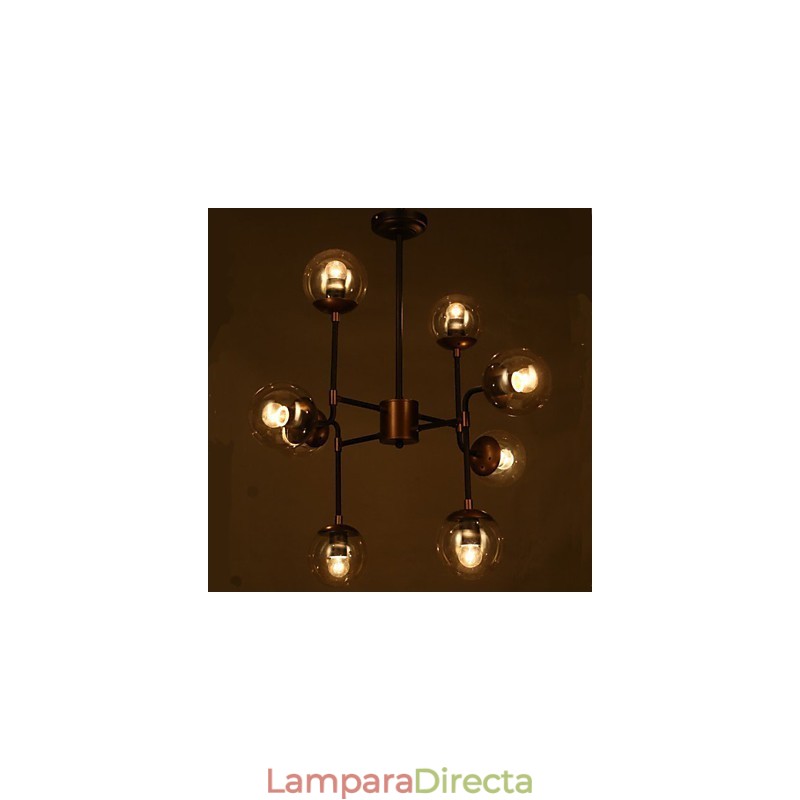 Lámpara de araña redonda de cristal artístico con forma de tallo de frijol