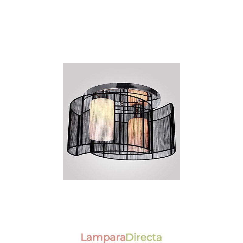 Lámpara de techo de diseño moderno, 2 luces, color negro