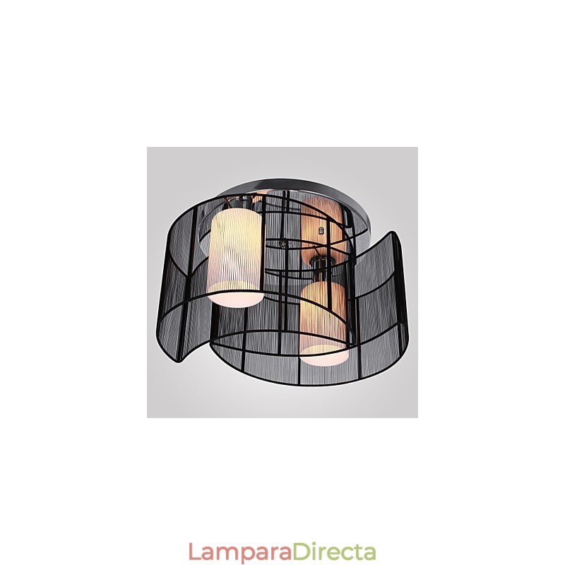 Lámpara de techo de diseño moderno, 2 luces, color negro