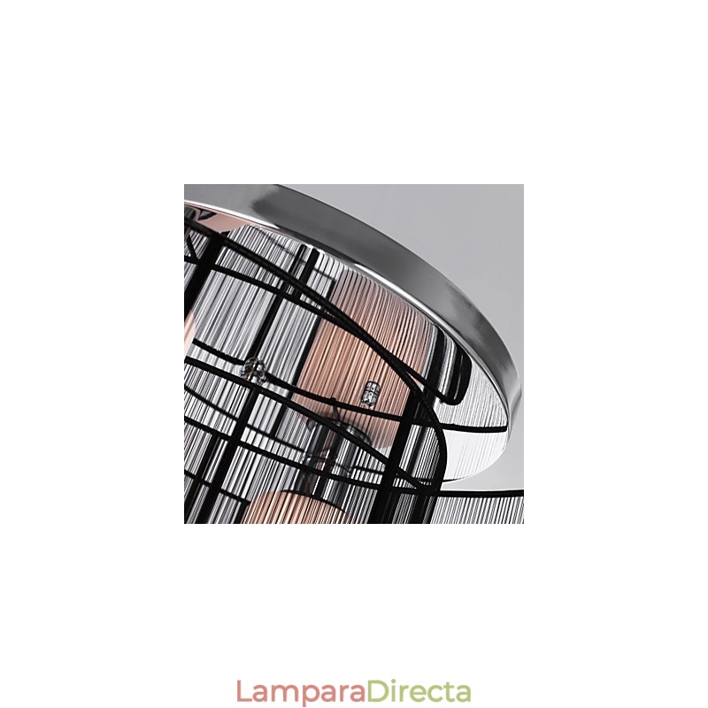 Lámpara de techo de diseño moderno, 2 luces, color negro