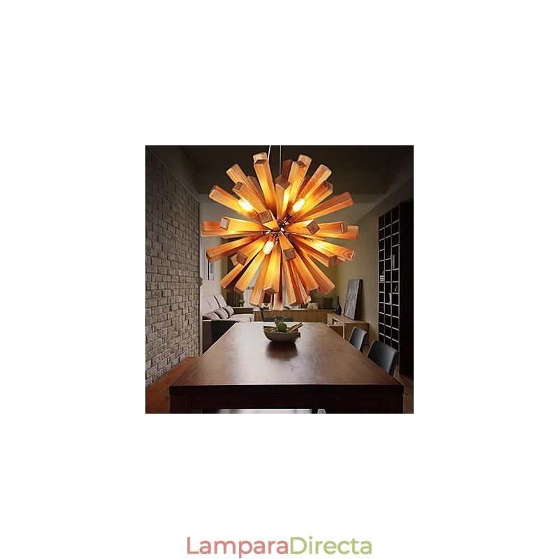 Lámparas colgantes de madera rústica de bambú