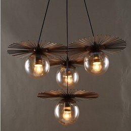 Lámpara de araña redonda de cristal artístico con forma de tallo de frijol