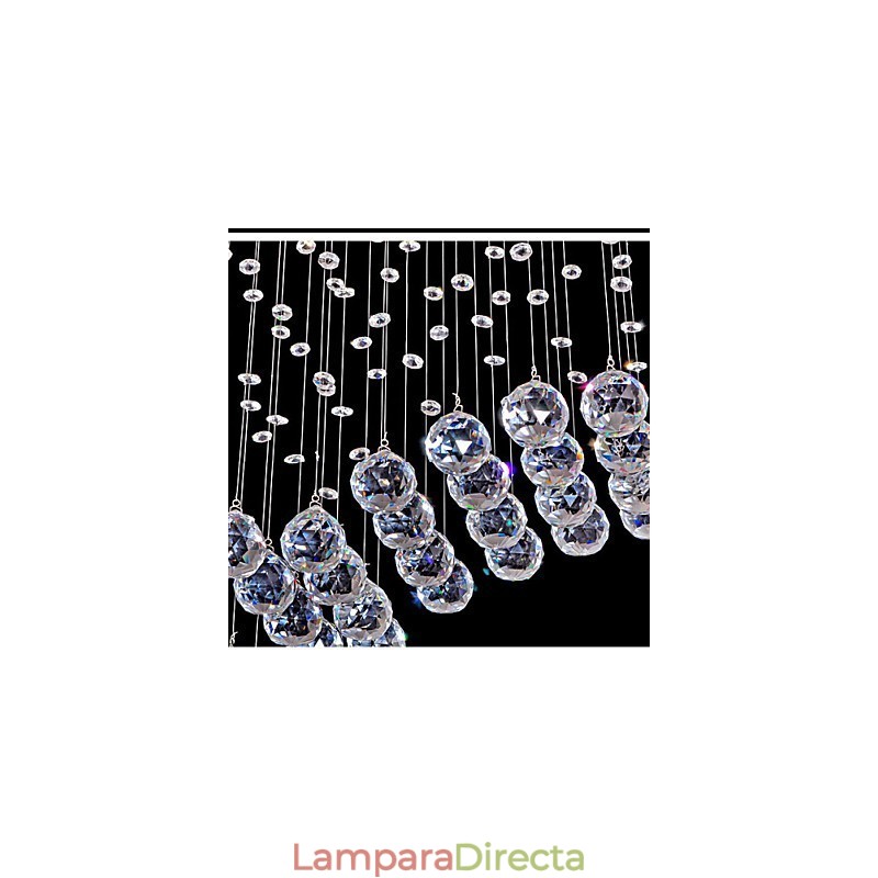 Lámpara colgante de 6 luces moderna plateada con ondas de cristal transparente, accesorios de iluminación de techo