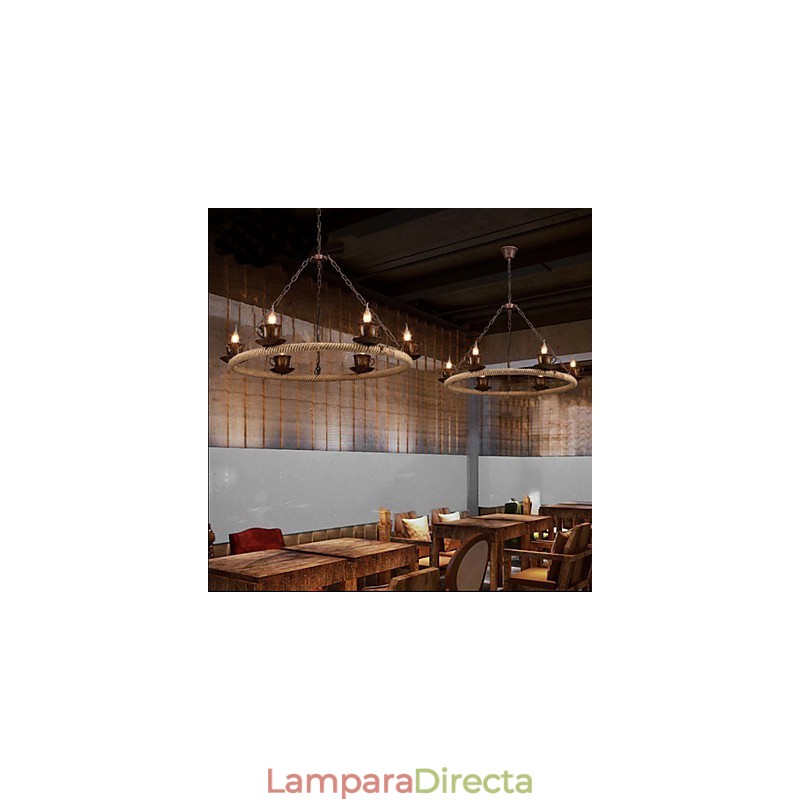 Lámpara de araña de cuerda de viento de la industria cerámica Lámpara de araña de hierro retro simple