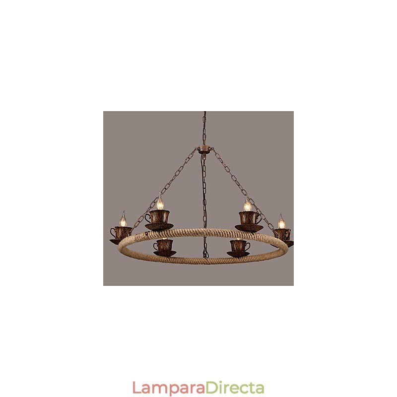 Lámpara de araña de cuerda de viento de la industria cerámica Lámpara de araña de hierro retro simple