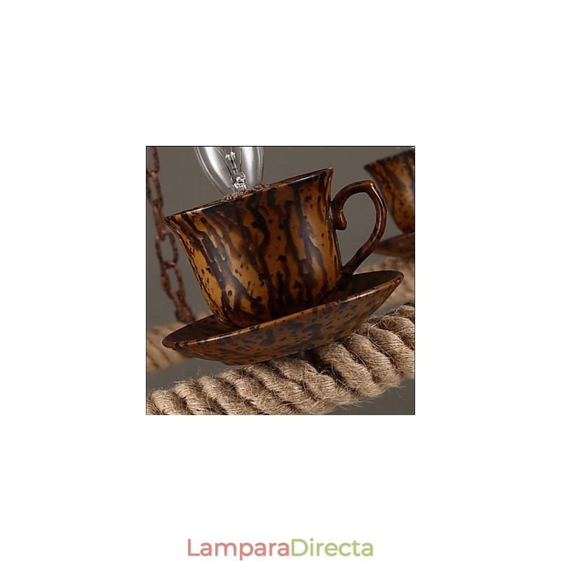 Lámpara de araña de cuerda de viento de la industria cerámica Lámpara de araña de hierro retro simple