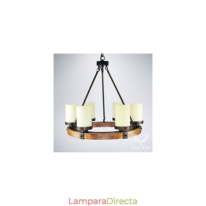 Lámpara de araña de madera antigua vintage