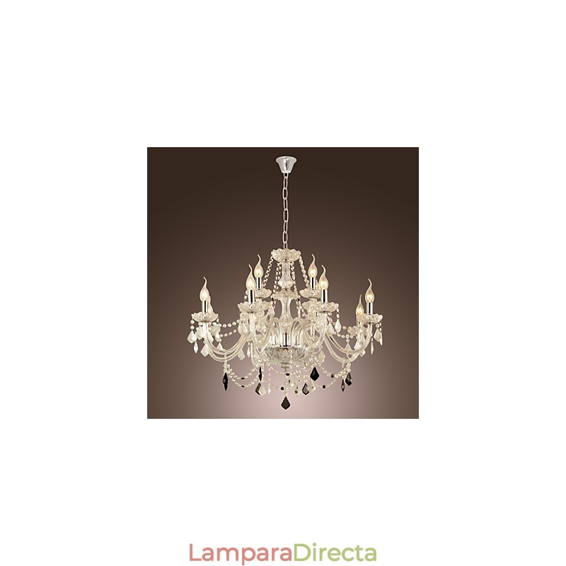 Lámpara de araña de cristal galvanizado estilo rústico Lodge