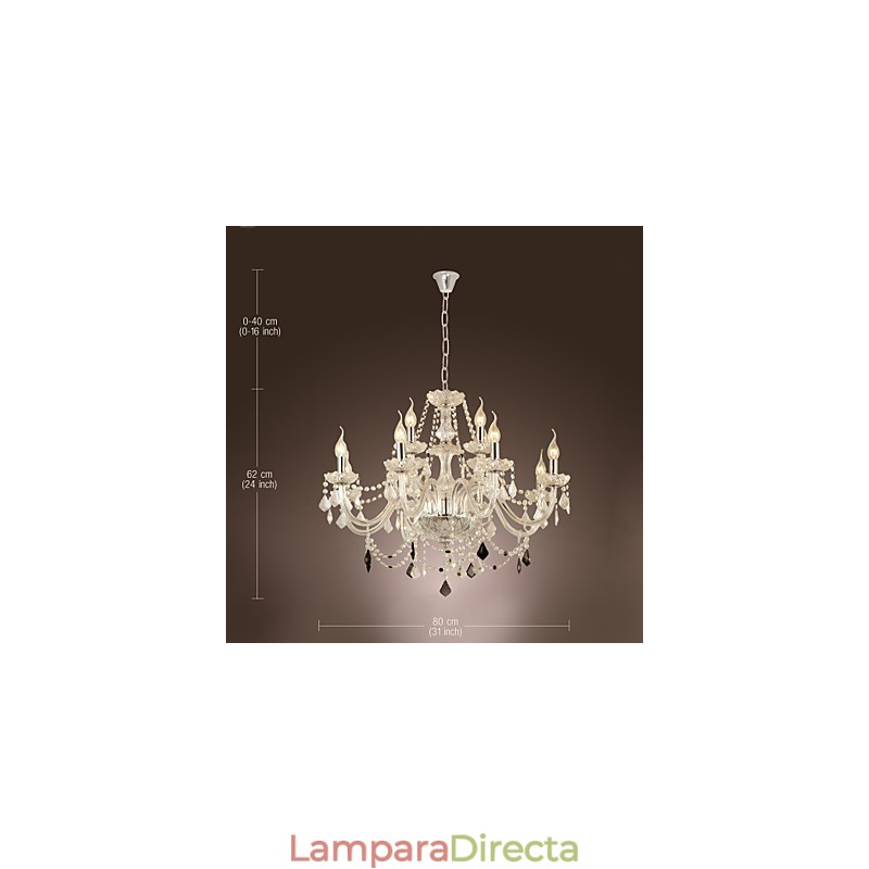 Lámpara de araña de cristal galvanizado estilo rústico Lodge