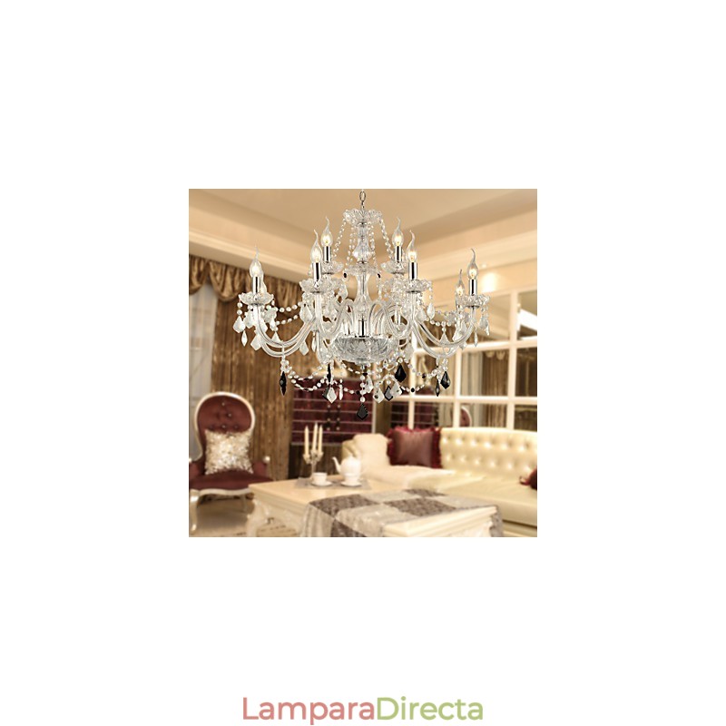 Lámpara de araña de cristal galvanizado estilo rústico Lodge
