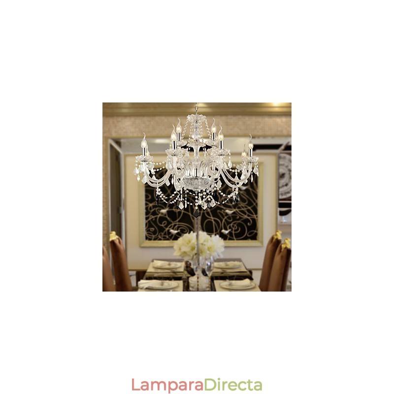 Lámpara de araña de cristal galvanizado estilo rústico Lodge