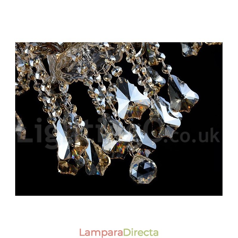 Lámpara de araña moderna de cristal K9 color coñac retro con 8 luces